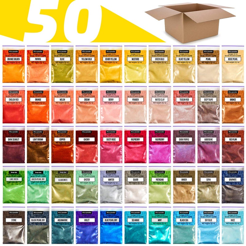 Mica Powder for Epoxy Resin  Pigment Powder for Nails  Epoxy Resin Color Pigment  Soap Making Dye  Mica Pigment Powder 50 Colors Set