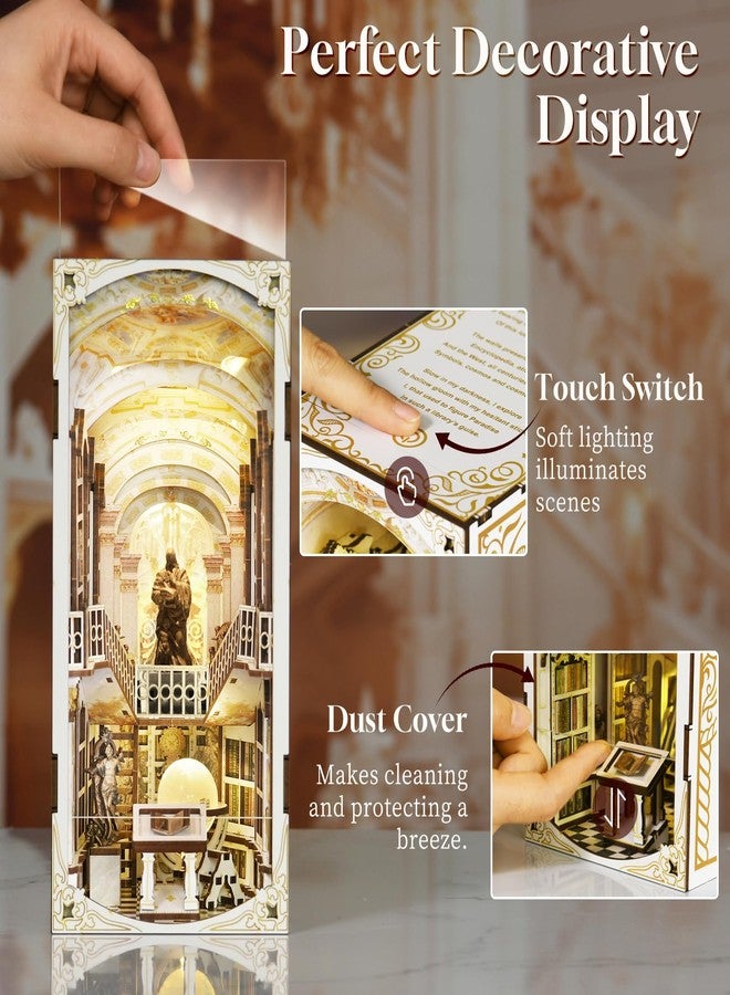 MiniCity DIY Book Nook Kit for Adults, 3D Wooden Puzzle Bookend Bookshelf Insert Decor with LED Light and Dust Cover (Library of Gods) - Image 3