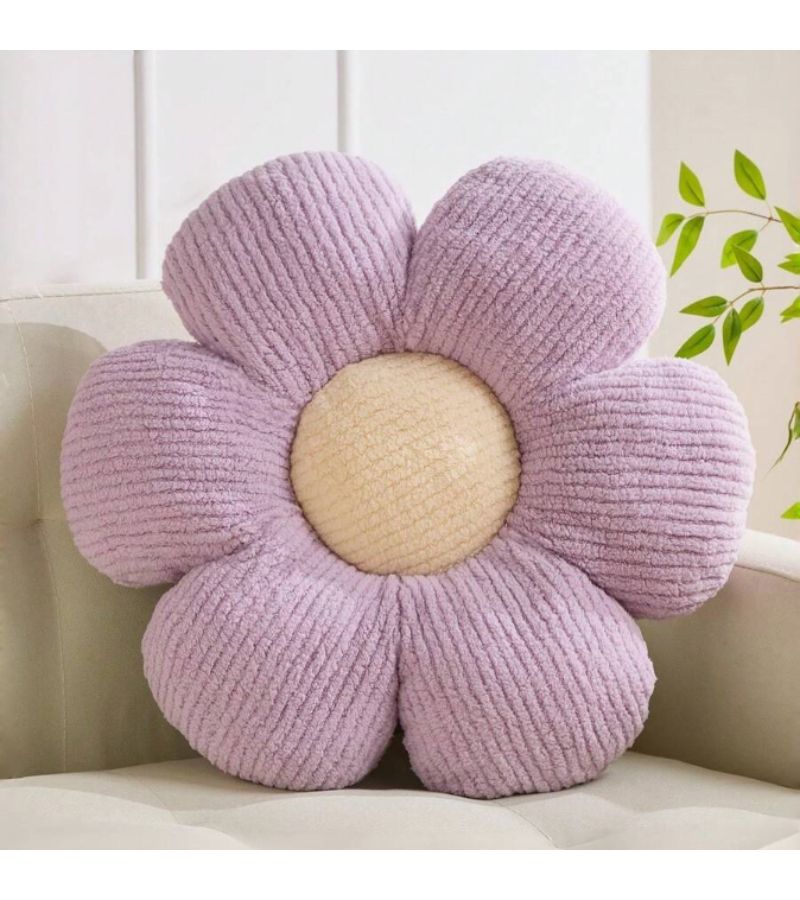 Purple 6 Petal Flower Plush Pillow 35cm for Sofa Bed Home Decoration - Image 4