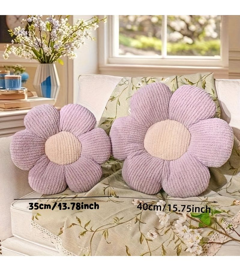 Purple 6 Petal Flower Plush Pillow 35cm for Sofa Bed Home Decoration - Image 3