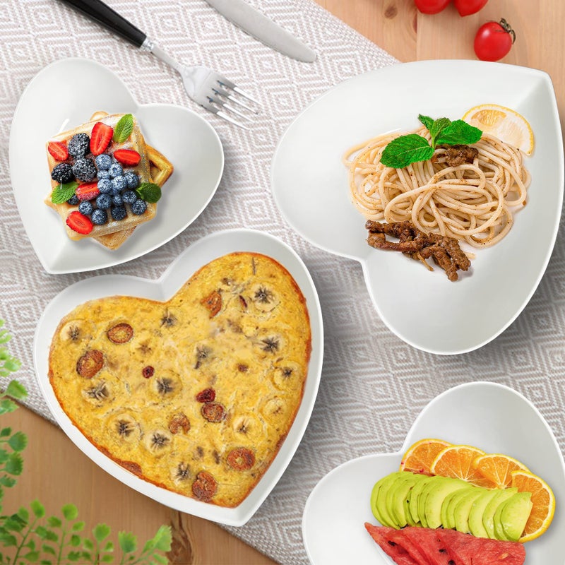 Keponbee Large Porcelain Heart Bowls White Deep Heart Shaped Plates for Salad/Fruit/Pasta or Baking Romantic Cake, 10 Inch, 2 pcs - Image 5