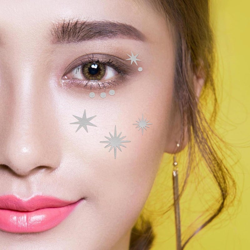 4pcs Waterproof Silver Glitter Freckle Stickers Temporary Face Tattoos Sparkle Freckles Stickers for Music Festivals Party Makeup for Women - Image 5