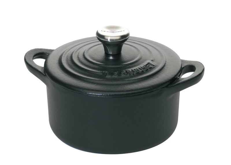 Le Creuset Le Creuset Enameled Cast Iron Mini Cocotte with Lid, 1/3 qt., Licorice, Black  - Image 1