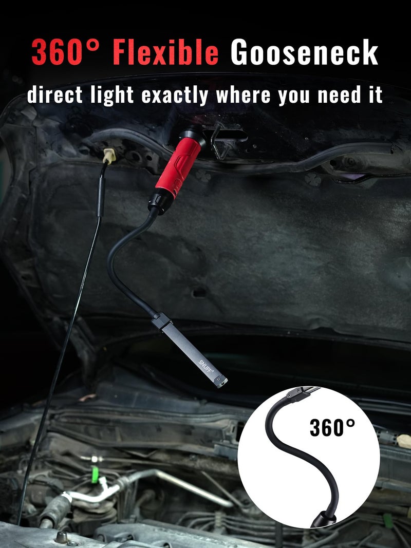 SNUFF Rechargeable Work Light Magnetic, 800LM LED Work Light with Flexible Gooseneck, 3 Modes Mechanic Light for Work Bench, Auto Repair, Lathe, Gift for Men - Image 2