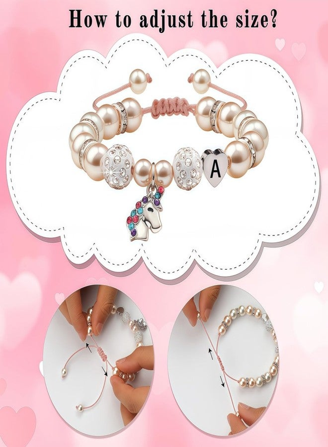 Blisshour Unicorn Bracelet Gifts - Heart Initial A Unicorn Jewelry Unicorns Gifts Rainbow Letter Unicorn Bracelets Birthday Gift - Image 3