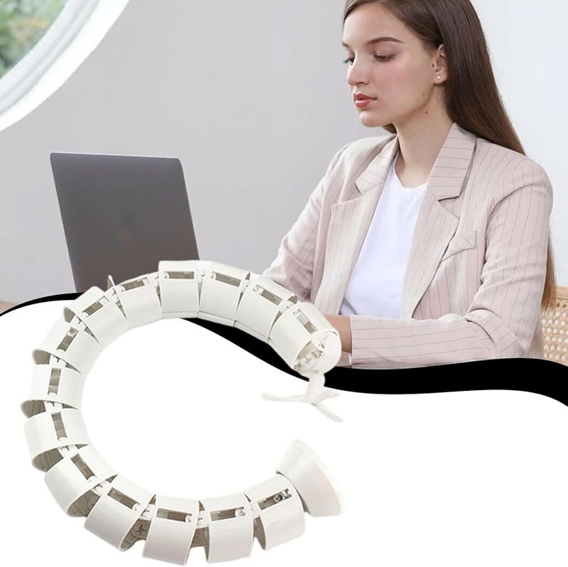 White Square Flexible Snake Shape Wire Protector Cable Tube for PC TV Phone Laptop - Image 3