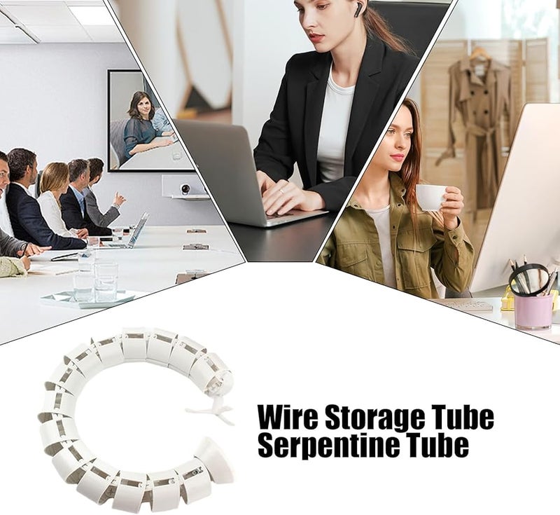 White Square Flexible Snake Shape Wire Protector Cable Tube for PC TV Phone Laptop - Image 5