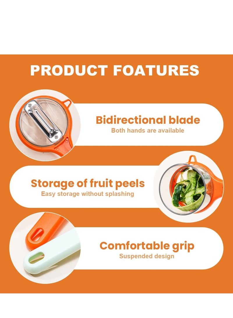 Double-Sided Stainless Steel Blade Peeling Knife with Storage Box,2025 New Upgrade Storage Peeler,Veggie Peeler with Container Box Multifunctional Peeler for Home Kitchen (Green/1pcs) - Image 3