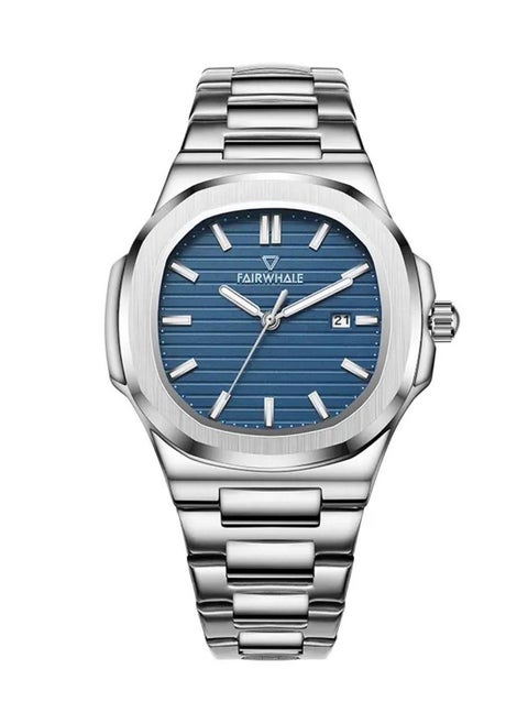 IIK Collection Men's Wrist Watch Silver Band with Blue Dial