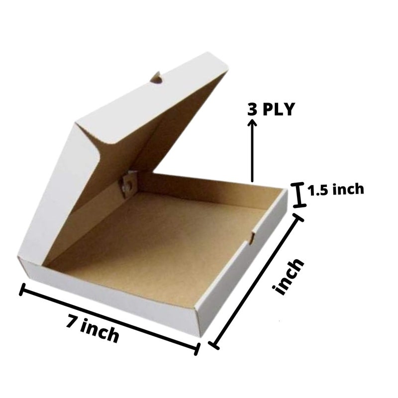 YNK Pizza Box Packaging Box Size 7x7x15 Inches Corrugated Packing Pizza Box White Color Pieces 100 - Image 2