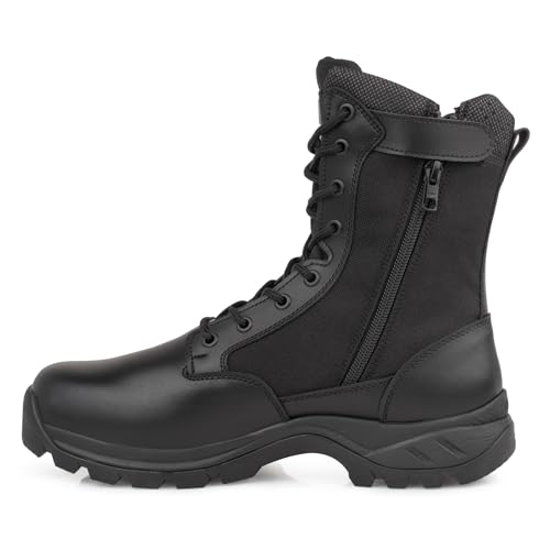 LUDEY Lightweight Military Tactical Boots for Men Durable YKK Side Zipper Police Army Combat Jungle Breathable Comfortable Duty Boots Black 9US - Image 1