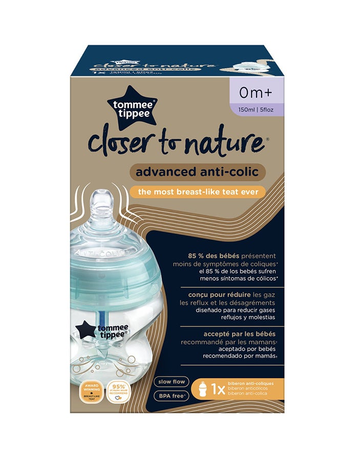 tommee tippee Pack Of 1 Advanced Closer To Nature Anti Colic Feeding Bottle 0 Months+ 150 ml Clear - Packaging May Vary , Assorted - Image 3