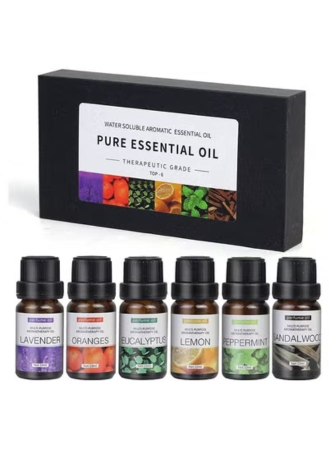 JAJEEK Aromatherapy Essential Oils Set – 6 x 10ml Water-Soluble Fragrance Oils for Diffusers & Humidifiers – Includes Lavender, Eucalyptus, Lemon, Mint, Sweet Orange & Sandalwood – Natural Relaxing Scents for Home, Office, Spa, Yoga, Sleep & Meditation - Image 1