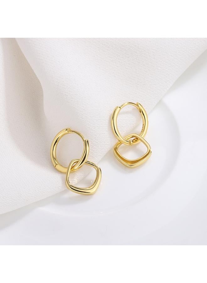 S925 Sterling Silver Irregular Geometric Tassel Ear Buckle Women's Simple All-match Niche Design Short Earrings Light Luxury Earrings 