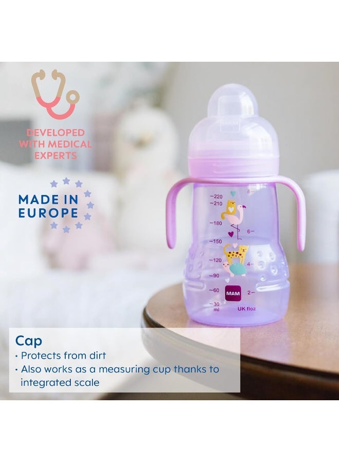 MAM MAM Trainer Cup (1 Count), 8 oz. Trainer Drinking Cup with Extra-Soft Spout, Spill-Free, and Non-Slip Handles, for Girls 4+ Months, Designs May Vary - Image 4