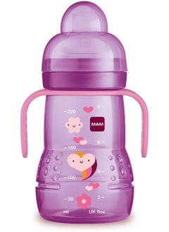 MAM MAM Trainer Cup (1 Count), 8 oz. Trainer Drinking Cup with Extra-Soft Spout, Spill-Free, and Non-Slip Handles, for Girls 4+ Months, Designs May Vary  - Image 1