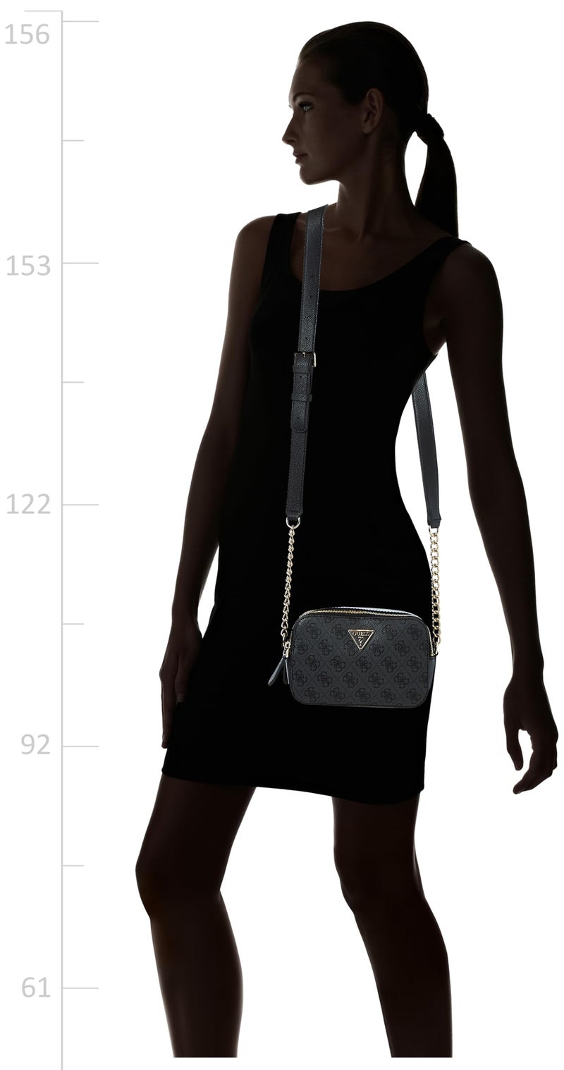 GUESS Women's Camera Bag NOELLE Shoulder Bag Black Print - Image 4