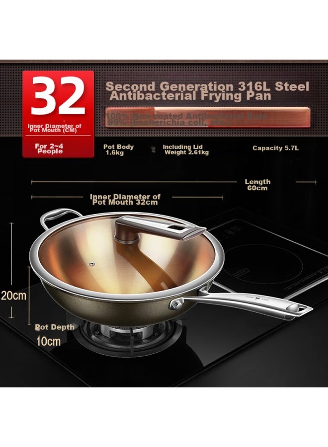 SSGP San Si Gang Stainless Steel Wok, 316l Uncoated Frying Pan, Round Bottom, Compatible With Gas Stove And Induction Cooker, Concave Surface, 32cm, 34785 - Image 5