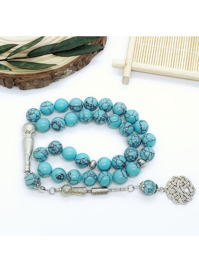 NIBEMINENT 33 Muslim Prayer Beads Light Blue/10mm