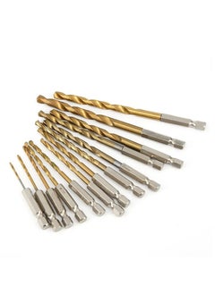 Generic 13Pcs HSS High Speed Steel Titanium Coated Drill Bit Set 1/4 Hex Shank 1.5mm-6.5mm Hexagonal Handle Twist Drill For Wood Alluminum Metal Drilling  - Image 5