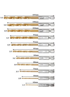 Generic 13Pcs HSS High Speed Steel Titanium Coated Drill Bit Set 1/4 Hex Shank 1.5mm-6.5mm Hexagonal Handle Twist Drill For Wood Alluminum Metal Drilling  - Image 4