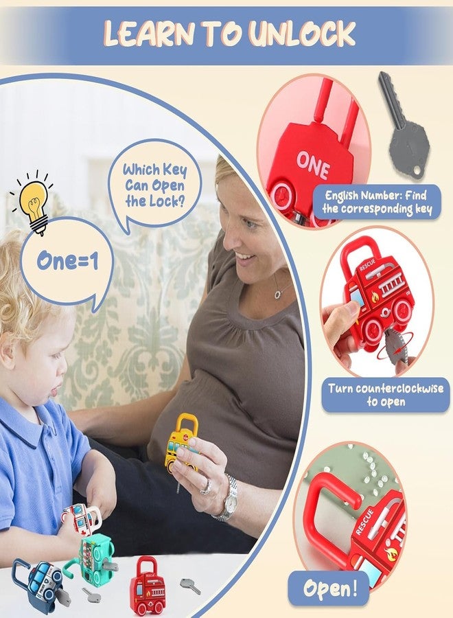 BeFunky Montessori Learning Lock and Key Car Toys, Vehicle Sensory Matching & Sorting Early Number Learning Toddler Busy Board for Preschool Children for Boys and Girls 18+ Months Old - Image 3