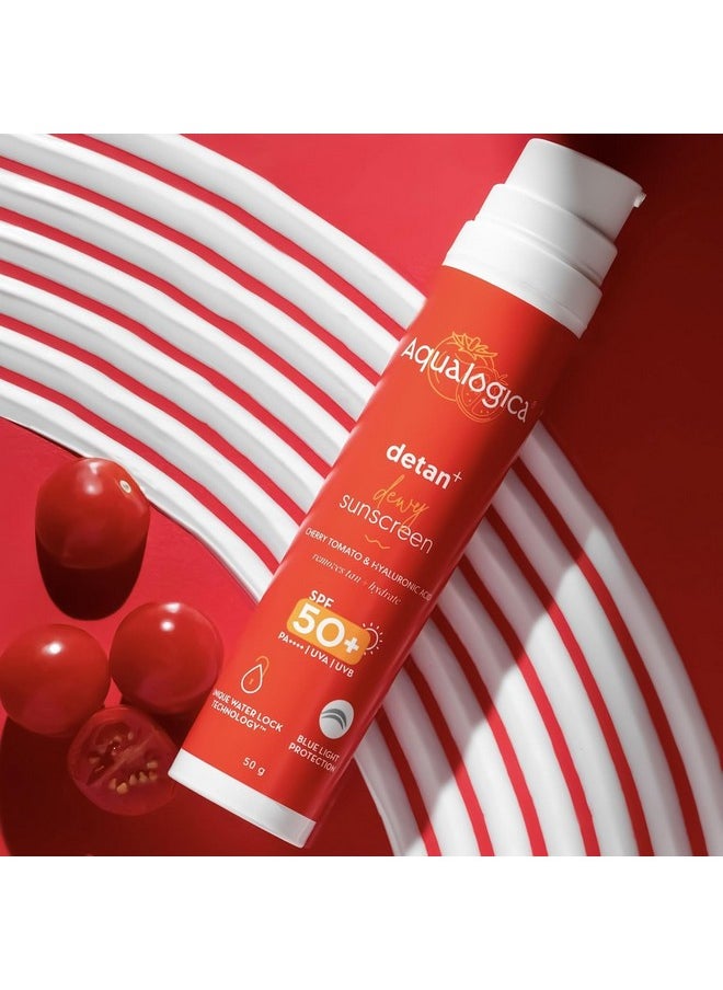 Aqualogica Detan+ Brighter Skin Combo Spf 50 - Face Wash For All Skin Types - 100G + Sunscreen - 50G, 2 Count  - Image 4
