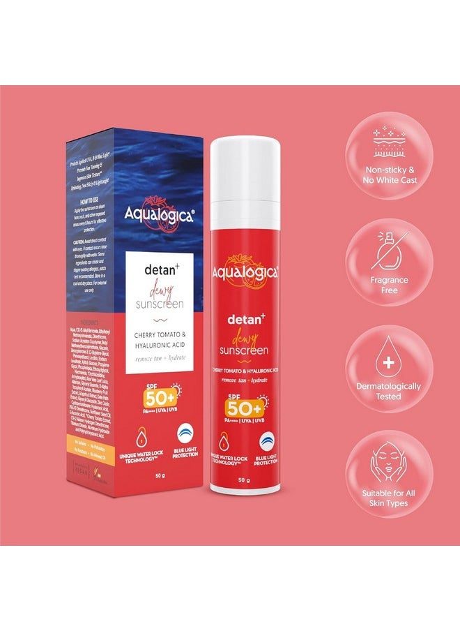 Aqualogica Detan+ Brighter Skin Combo Spf 50 - Face Wash For All Skin Types - 100G + Sunscreen - 50G, 2 Count  - Image 2