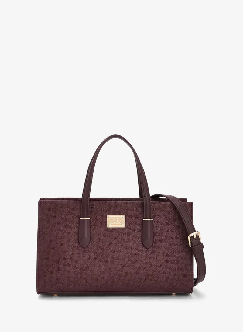 Flora Bella Floral Embossed Tote Bag with Detachable Shoulder Strap