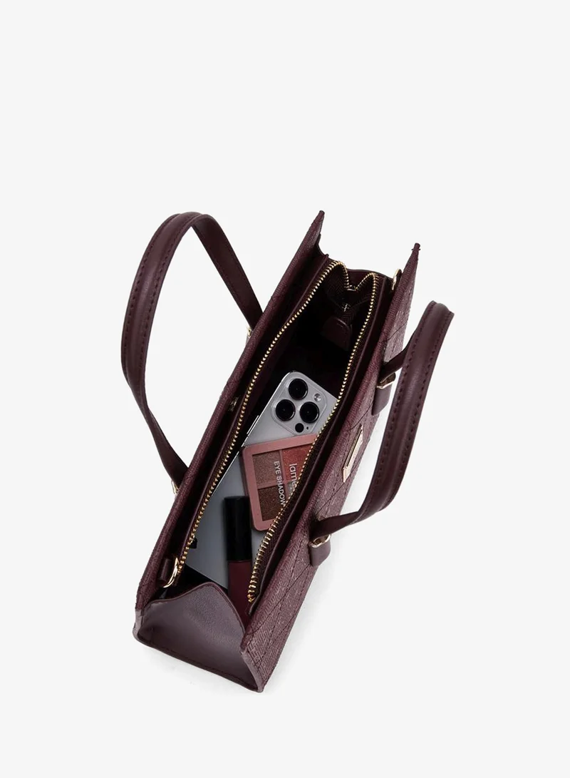 Flora Bella By Shoexpress RED Flora Bella Floral Embossed Tote Bag with Detachable Shoulder Strap for Women | Best Price UAE