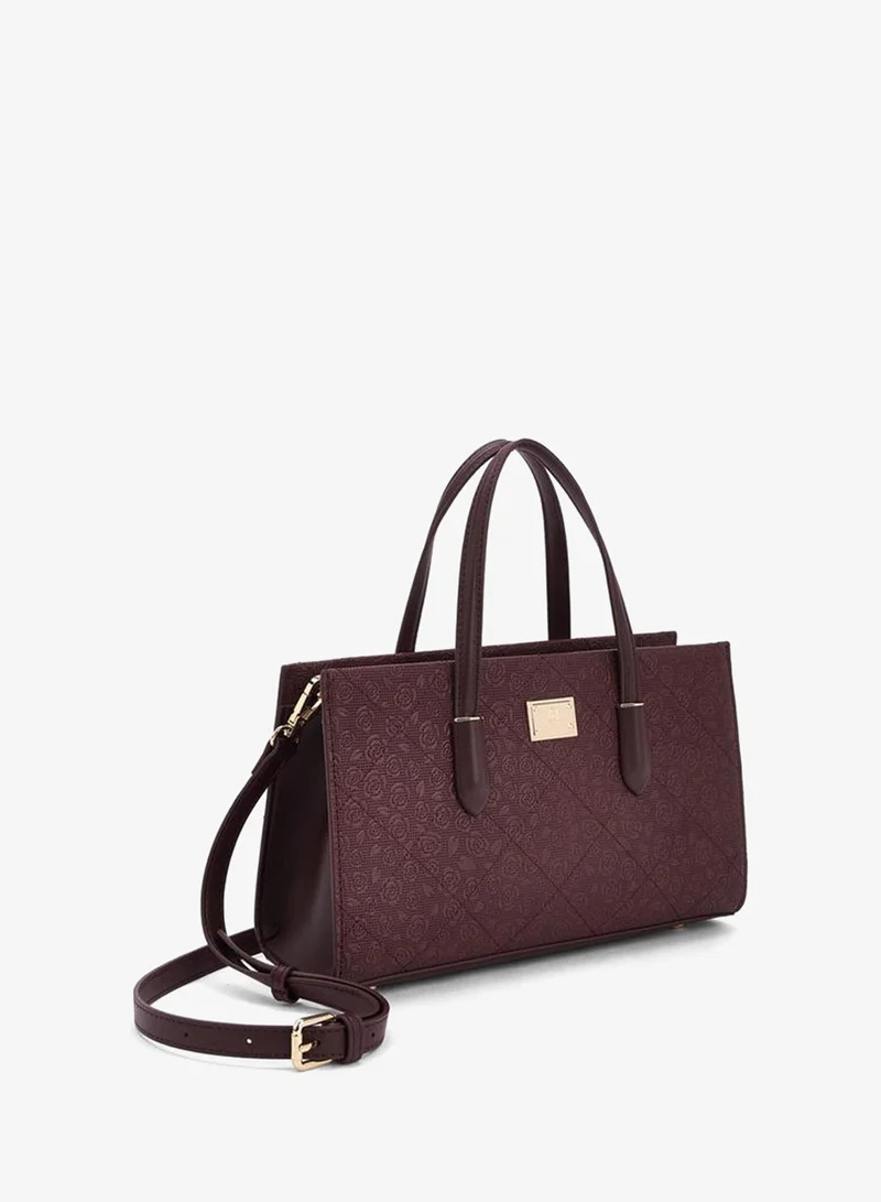 Flora Bella By Shoexpress RED Flora Bella Floral Embossed Tote Bag with Detachable Shoulder Strap for Women | Best Price UAE