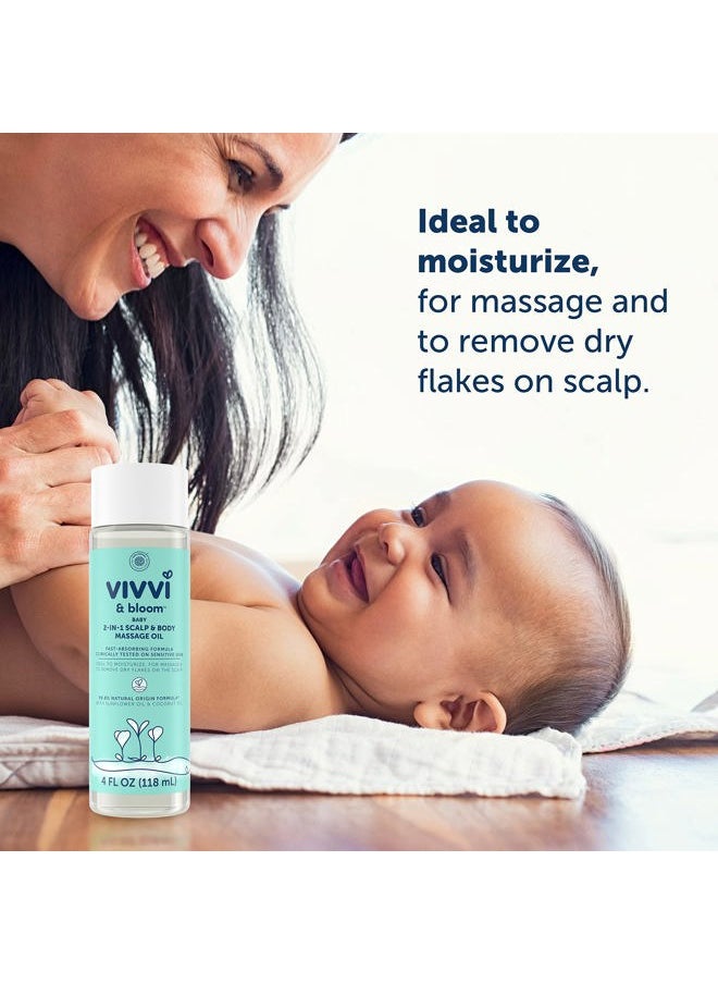 Uniclife VIVVI & BLOOM Gentle 2-in-1 Baby Scalp & Body Massage Oil, Fast Absorbing Formula Ideal to Moisturize, for Massage to Remove Dry Flakes on Scalp, Hypoallergenic, 4 fl. Oz  - Image 3