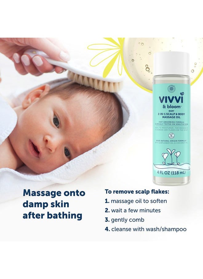 Uniclife VIVVI & BLOOM Gentle 2-in-1 Baby Scalp & Body Massage Oil, Fast Absorbing Formula Ideal to Moisturize, for Massage to Remove Dry Flakes on Scalp, Hypoallergenic, 4 fl. Oz  - Image 4