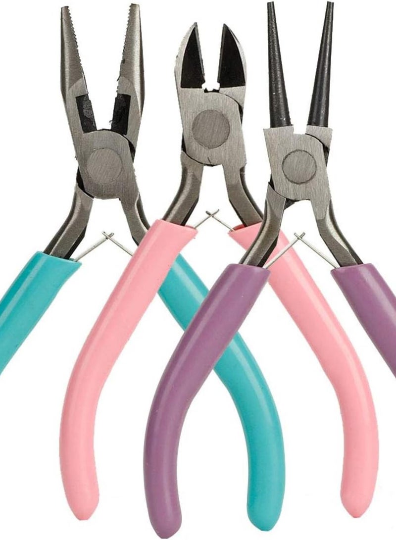 GGOOT 3pcs Jewelry Making Hardware Tool Set - Diagonal Hand Wire Pliers for DIY Fts, Ting Pliers for Jewelry Making, Needle Pliers for Work - Ential Hardware Pliers for Jewelers and F - Image 1