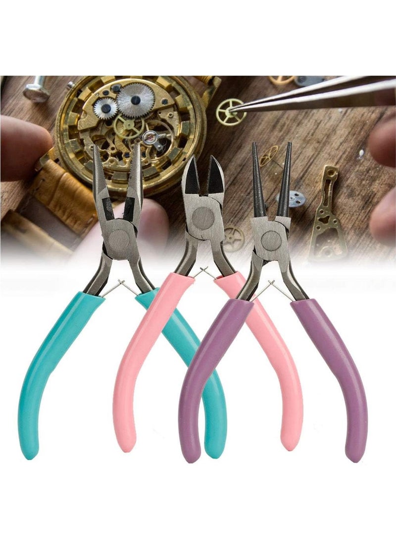 GGOOT 3pcs Jewelry Making Hardware Tool Set - Diagonal Hand Wire Pliers for DIY Fts, Ting Pliers for Jewelry Making, Needle Pliers for Work - Ential Hardware Pliers for Jewelers and F - Image 5