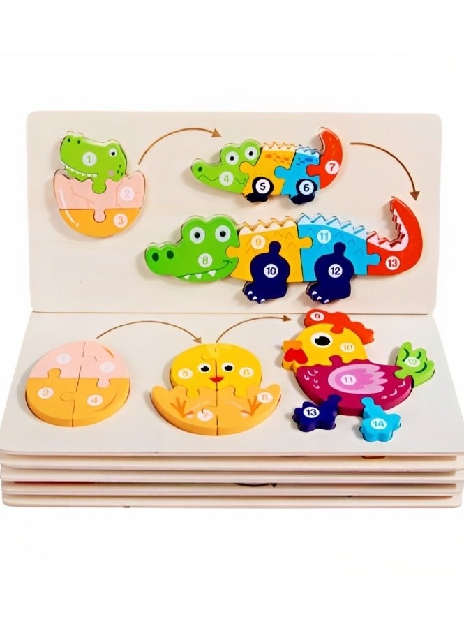 Wooden 3D Puzzles Animal Life Growth Cycle, Teacher Parents Early Learning Support Tools, Attractive Colors and Patterns, Montessori  Motor Skill Development Toys, Ideal Kids Gift (Duck Shape) - Image 4