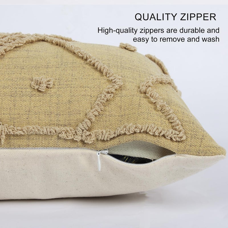 RinRinfam Boho Geometric Textured Lumbar Pillow Cover 12x 20, Woven Tufted Neutral Decorative Linen Pillow Cushion Case, Farmhouse Home Decor for Outdoor Couch Bedroom Car Sage Green - Image 5