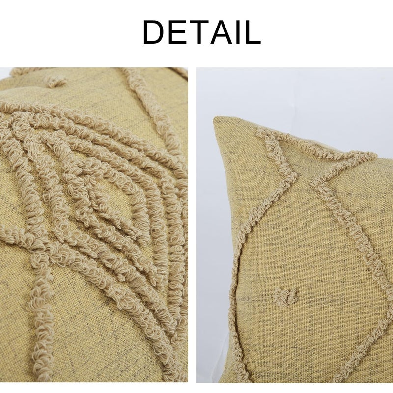 RinRinfam Boho Geometric Textured Lumbar Pillow Cover 12x 20, Woven Tufted Neutral Decorative Linen Pillow Cushion Case, Farmhouse Home Decor for Outdoor Couch Bedroom Car Sage Green - Image 2