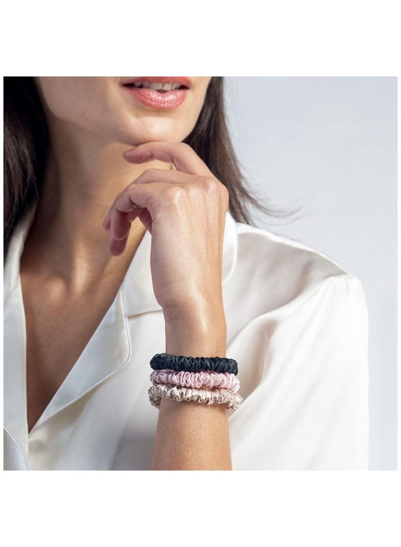 إيلور ربطات شعر إيلاور الحريرية المصنوعة من الساتان للسيدات والفتيات | خالية من التجعد والعلامات | إكسسوارات شعر ناعمة | ربطات شعر متوسطة الحجم | طوق شعر مرن باللون الأسود، الوردي، الرمادي | عبوة تحتوي على 6 ألوان (بلاش)" - Image 3