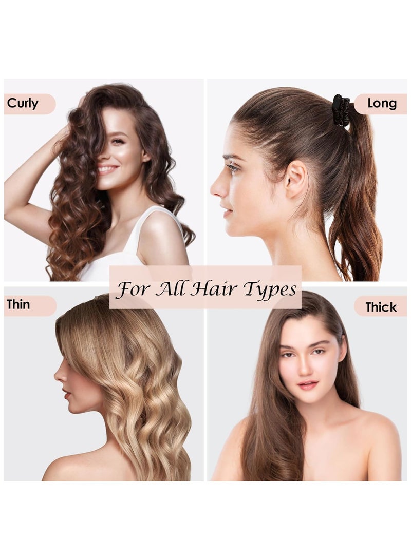 إيلور ربطات شعر إيلاور الحريرية المصنوعة من الساتان للسيدات والفتيات | خالية من التجعد والعلامات | إكسسوارات شعر ناعمة | ربطات شعر متوسطة الحجم | طوق شعر مرن باللون الأسود، الوردي، الرمادي | عبوة تحتوي على 6 ألوان (بلاش)" - Image 5