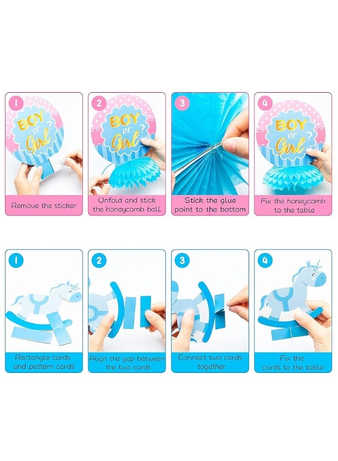 OSNIE 12 Pcs Baby Gender Reveal Honeycomb Centerpieces Table Toppers Blue and Pink Gender Reveal Party Decorations Supplies for Unisex He or She Boy or Girl Baby Shower Pregnancy Announcements Decor - Image 5