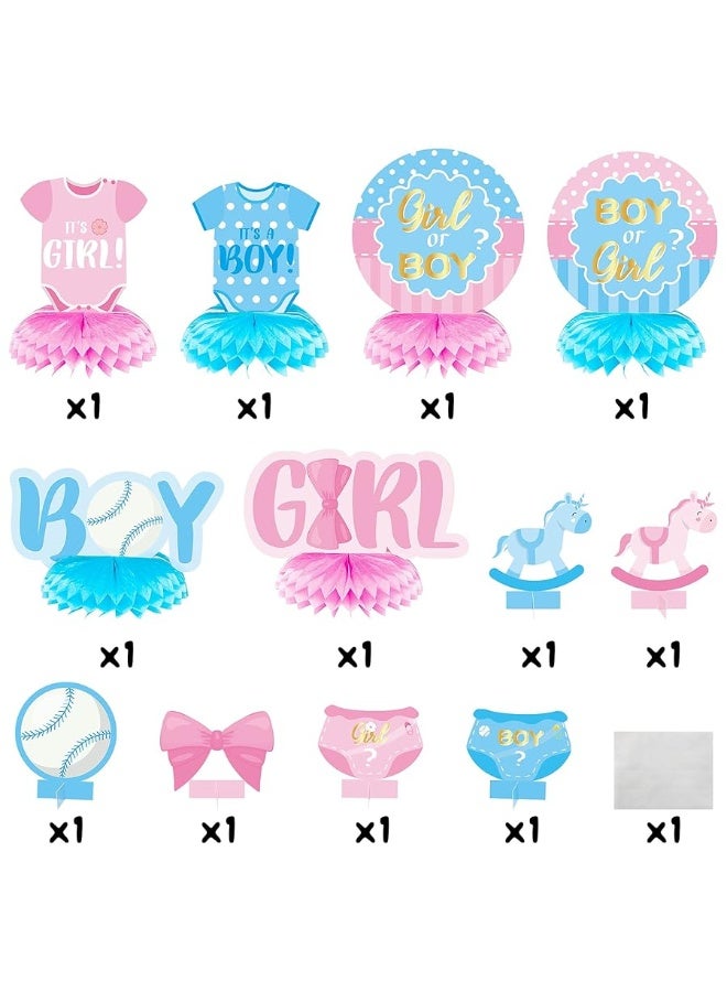 OSNIE 12 Pcs Baby Gender Reveal Honeycomb Centerpieces Table Toppers Blue and Pink Gender Reveal Party Decorations Supplies for Unisex He or She Boy or Girl Baby Shower Pregnancy Announcements Decor - Image 1