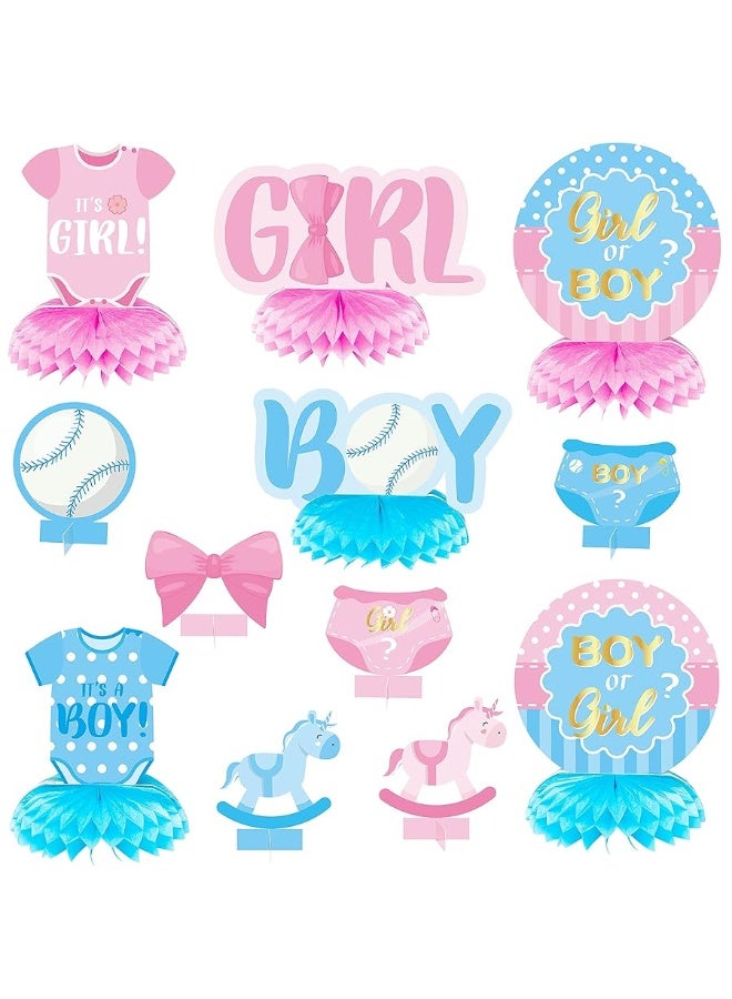 OSNIE 12 Pcs Baby Gender Reveal Honeycomb Centerpieces Table Toppers Blue and Pink Gender Reveal Party Decorations Supplies for Unisex He or She Boy or Girl Baby Shower Pregnancy Announcements Decor - Image 4