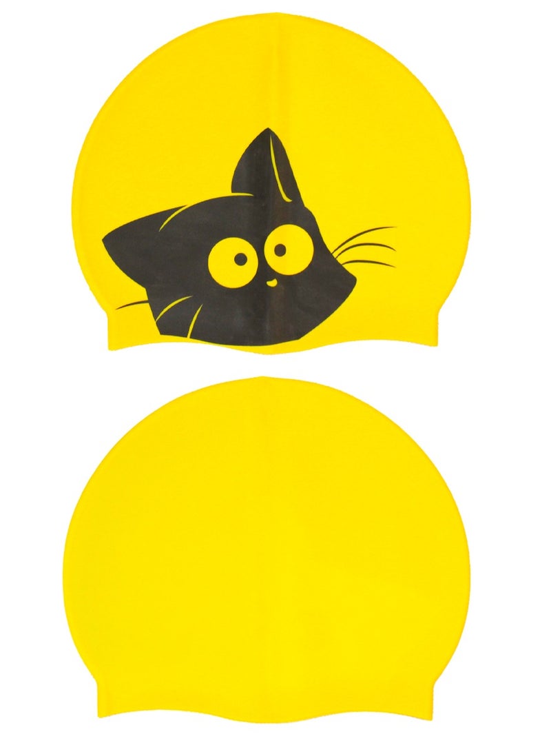 QUTOOB Silicone Swimming Cap for Kids, Girls Boys and Teens, Protecting Ears and Hair from Chlorine, Bacteria, Sand in the Water Odorless and Skin Friendly, Cute Cat Shape Design Waterproof Swim Cap - Image 5