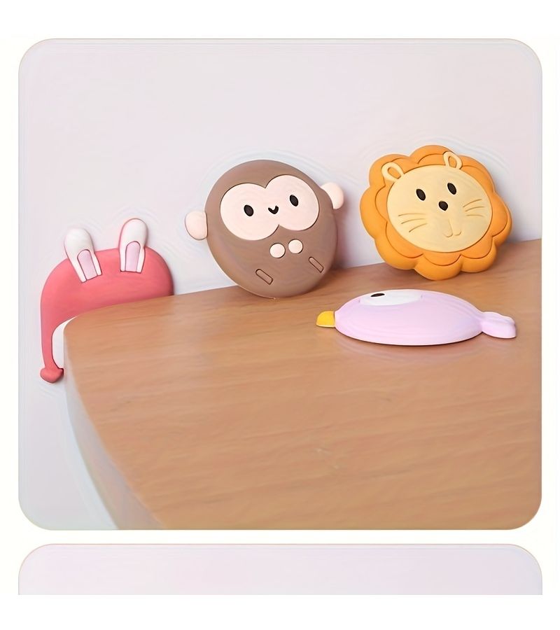 6 Pcs Monkey Cartoon Self Adhesive Silicone Door Stoppers Thickened Noise Reducing Cushions With Handles For Wall Protection Home Safety - Image 4