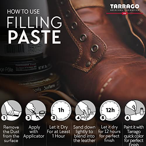 Tarrago Filling Paste - 50ml Leather Filler Repair Compound - Leather Restoration Crack, Burns, Tears, Holes Filler for Car Seats, Furniture, Couch, Boots, Shoes, Clothing - Colorless #00 - Image 4