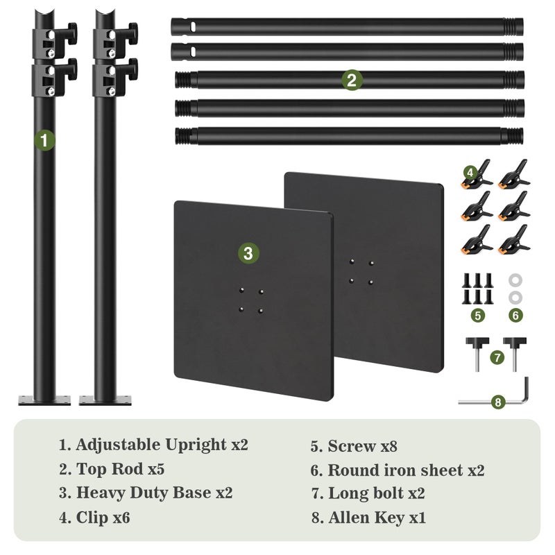 JSungo Backdrop Stand 6.5x10 ft Adjustable Photo Backdrop Stand Kit, Heavy Duty Pipe and Drape Photography Background Support with Flat Metal Base for Wedding, Party, Video Studio, Birthday, Black - Image 5