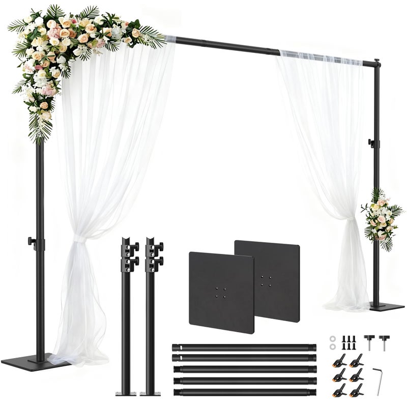 JSungo Backdrop Stand 6.5x10 ft Adjustable Photo Backdrop Stand Kit, Heavy Duty Pipe and Drape Photography Background Support with Flat Metal Base for Wedding, Party, Video Studio, Birthday, Black - Image 1