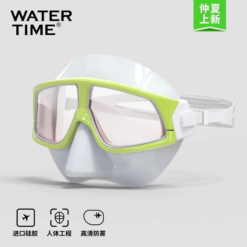 WATERTIME مجموعة الغطس من واترتايم – سنوركل جاف كامل، قناع غوص مع عدسات طبية للسباحة والغوص - Image 1
