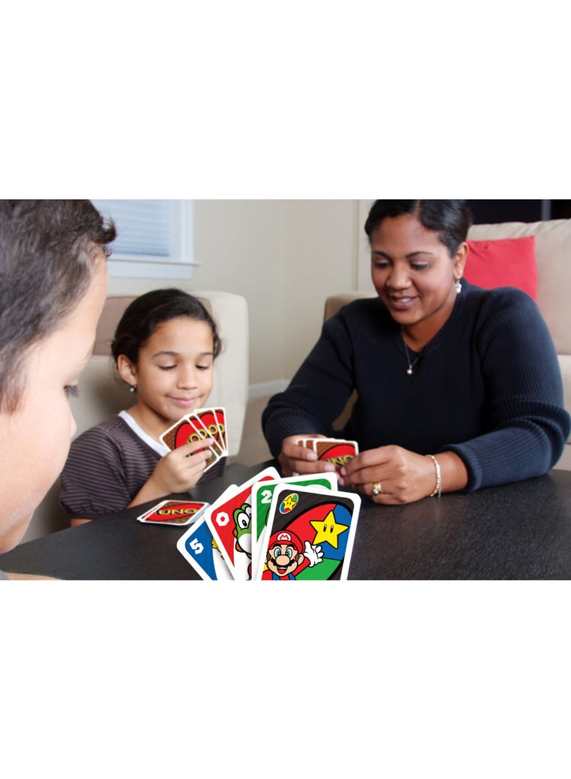 Mattel Games لعبة بطاقات UNO سوبر ماريو مع شخصيات متحركة مجموعة جامع 112 بطاقة مع صور الشخصيات، هدية للأطفال من عمر 7 سنوات وما فوق - Image 2